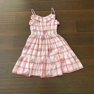 POLO Ralph Lauren Girls Pink Plaid Dress Off Shoulder Sleeveless Lined Size 14
